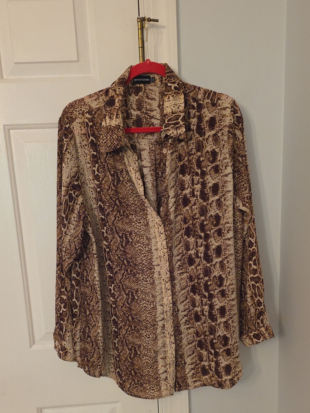 PrettyLittleThing Brown & Cream Snake Print Set